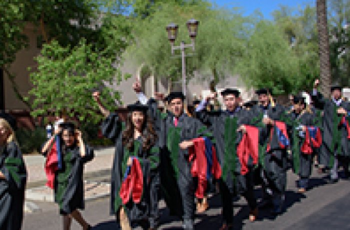 medical students processing on commencement day