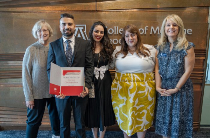 Mary Grier, a trustee from the Haury Trust, Muhaiman Alabdly, his sister, Racheal Mickel, MEd, manager of the Pathway Scholars Program, and Liz Kaplan, senior director of Development 