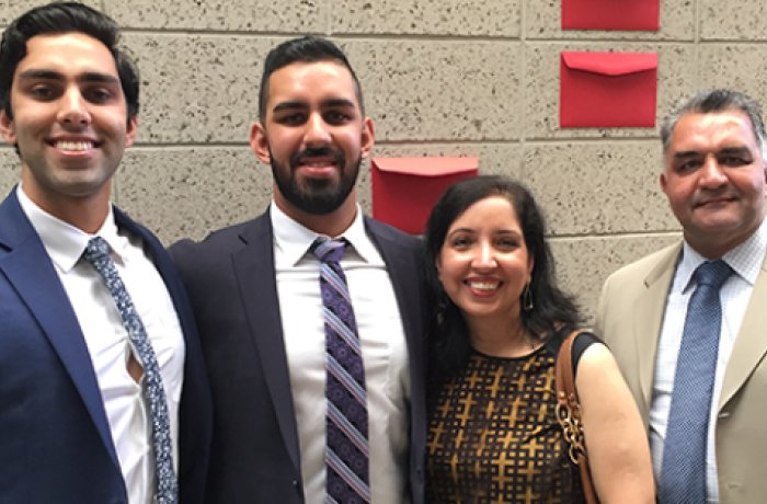 Arjun Johal with His Family at His Brother's Match Day