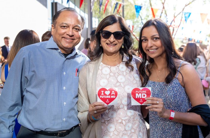 Maya Patel with her family at the Class of 2022 Match Day