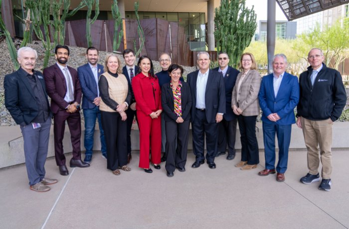 Symposium speakers, Arizona Biomedical Research Centre representatives, Flinn Foundation representatives, and leaders from the U of A College of Medicine – Phoenix.