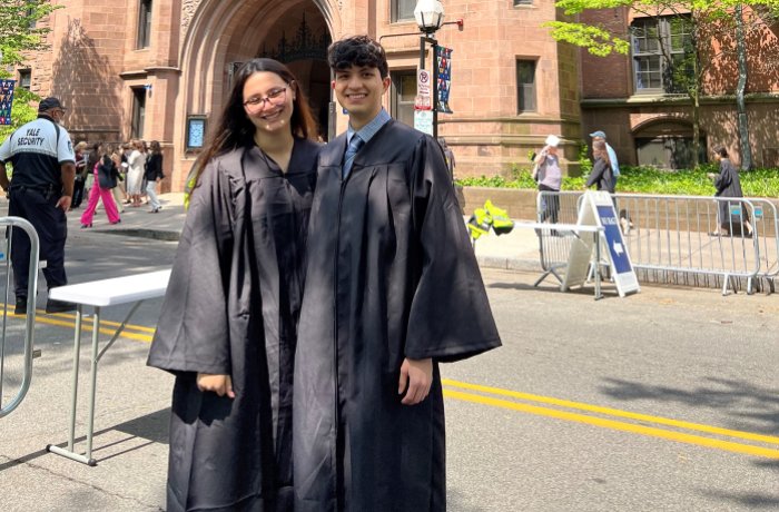 Jerry Ruvalcaba and a friend at his undergraduate graduation