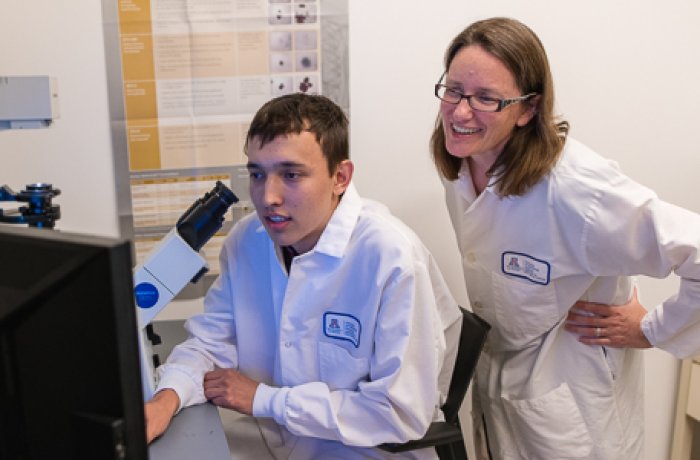 Undergraduate researcher Matthew Siegel with associate professor Taben Hale, PhD