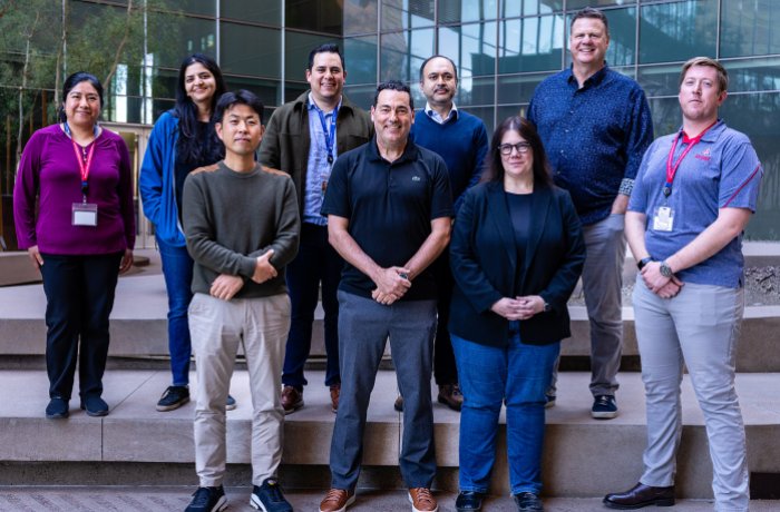 The speakers for the inaugural Phoenix Neuroscience Community Data Blitz gathered in the Grand Canyon of the BSPB for a group photo.