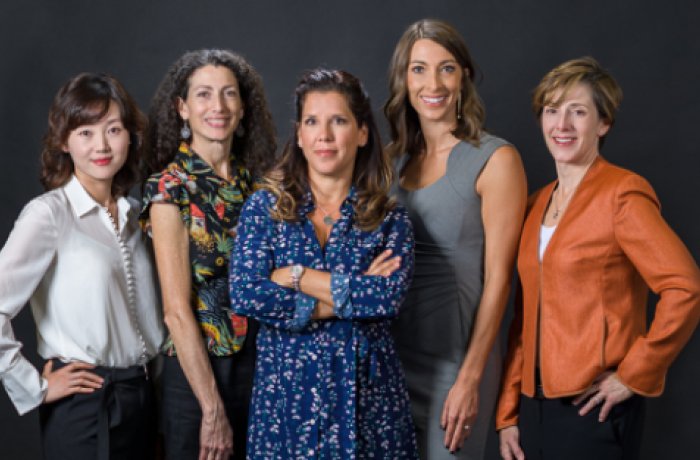 Won Hee Lee, PhD (left), Anne Titelbaum, PhD (center-left), Pamela Garcia-Filion, PhD (center), Rachel Rowe, PhD (center-right) and Aryn O’Connor, PhD (right)