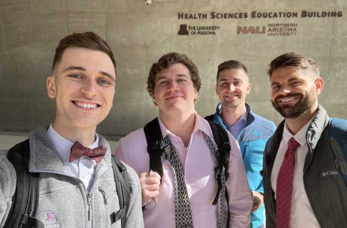 Nick Zellmer (second from left) with three of his closest friends — Dom Julian, Jon Baumstark and Wes Myers — toward the end of their MS2 year.