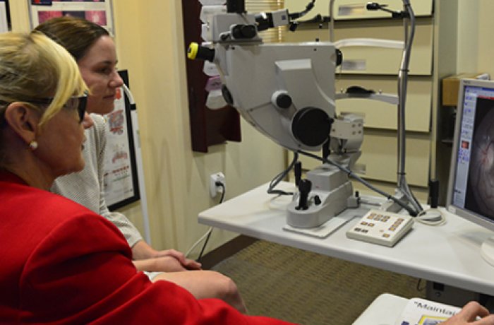 Dr. Mandi Conway with a Patient