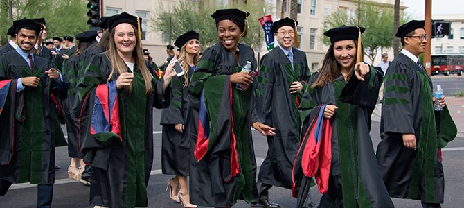 commencement class walking to ceremony