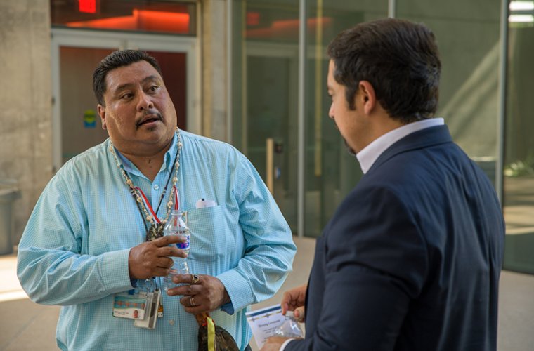 Traditional Healer Miguel Flores with Francisco Lucio, JD, Associate Dean of Diversity and Inclusion Traditional Healer Miguel Flores with Francisco Lucio, JD, Associate Dean of Diversity and Inclusion