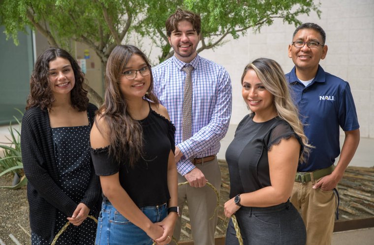 Five Honorees of Native American Heritage: Jessmin Fernandez, Micaryn Begay, Thane Rosette, Kambrea Soltero and Loren Begay (NAU) Five Honorees of Native American Heritage: Jessmin Fernandez, Micaryn Begay, Thane Rosette, Kambrea Soltero and Loren Begay (NAU)