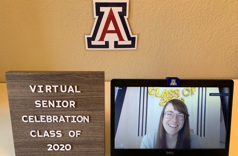 Shelby Hoebee, MD, Appears Onscreen During the Virtual Student Awards Ceremony Shelby Hoebee, MD, Appears Onscreen During the Virtual Student Awards Ceremony