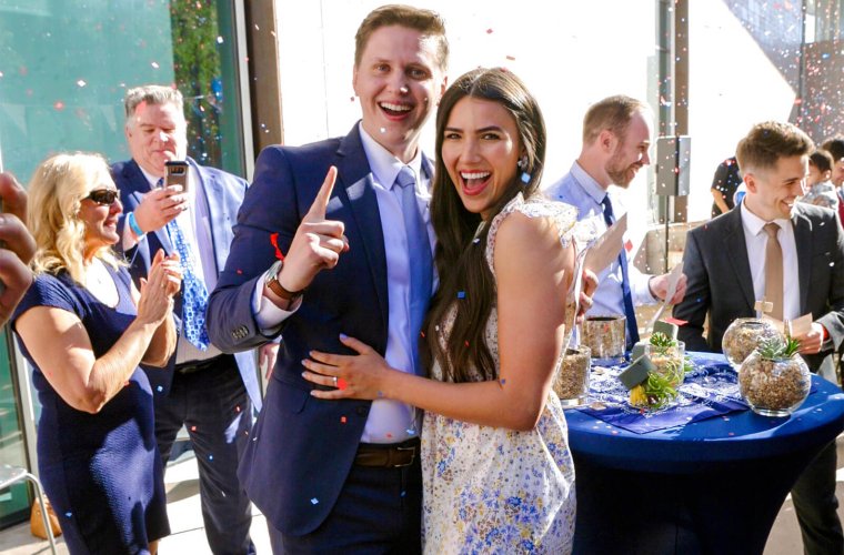 Connor Swensen and his wife Talia at Match Day 2022 Connor Swensen and his wife Talia at Match Day 2022