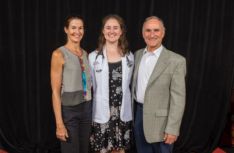 Alyson Tukan with her family at the Class of 2022 White Coat Ceremony