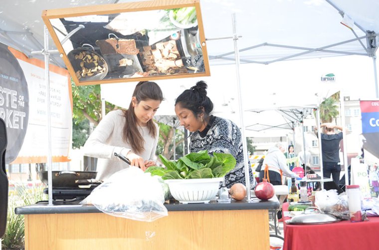 First-Year Medical Students Leeann Qubain and Sukriti Bagchi Cooking at the Market First-Year Medical Students Leeann Qubain and Sukriti Bagchi Cooking at the Market