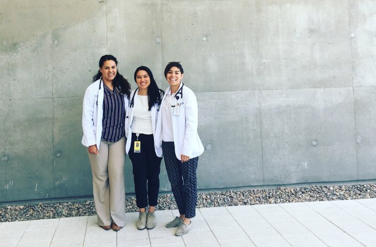 Krichelle White (Far Right) Outside of the Health Sciences Education Building with Some Fellow Medical Students Krichelle White (Far Right) Outside of the Health Sciences Education Building with Some Fellow Medical Students
